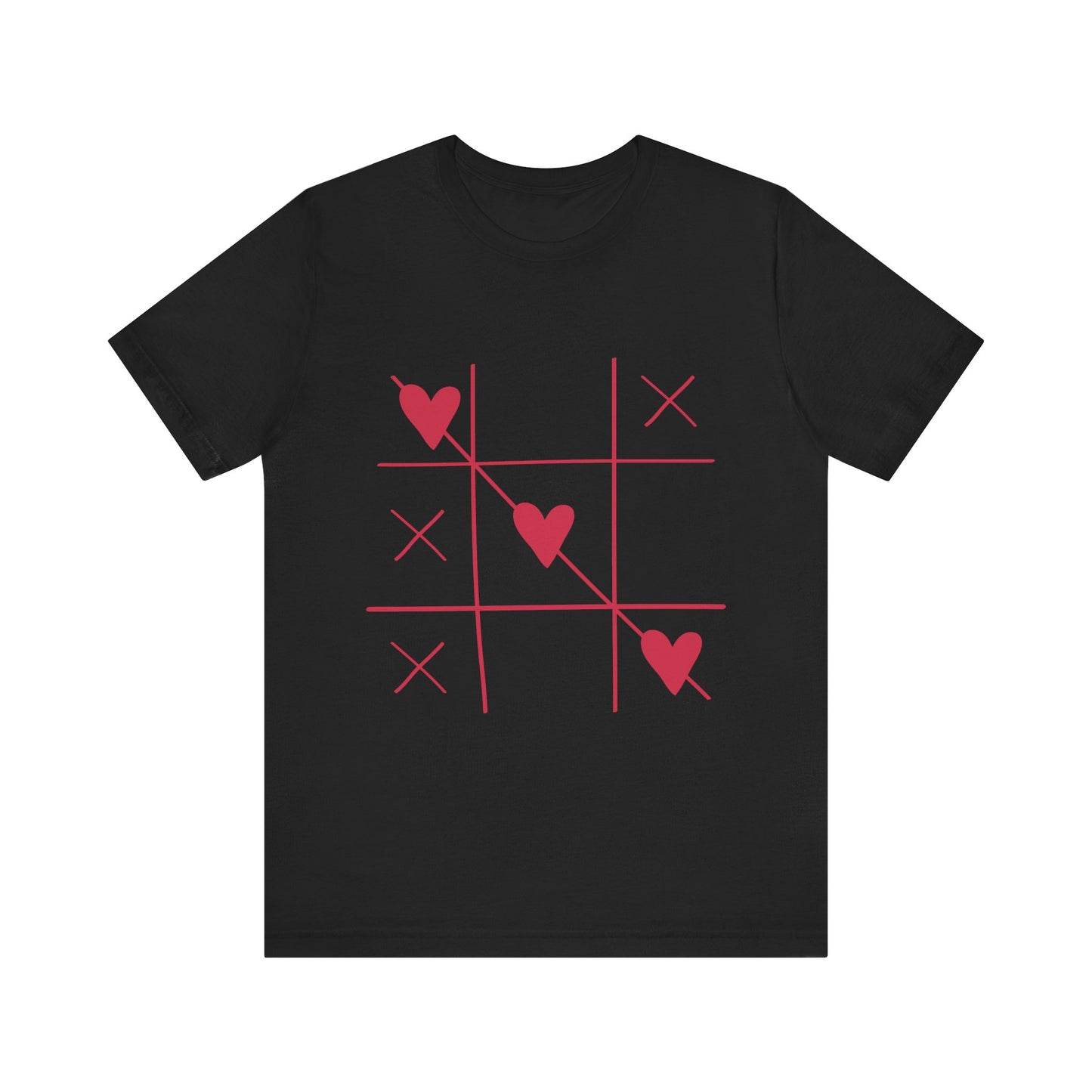 Valentines Day Tic Tac Toe Heart Design T-Shirt, Love Game Tee, Valentine's Day Shirt, Heart Pattern Top, V-Day Tic Tac Toe