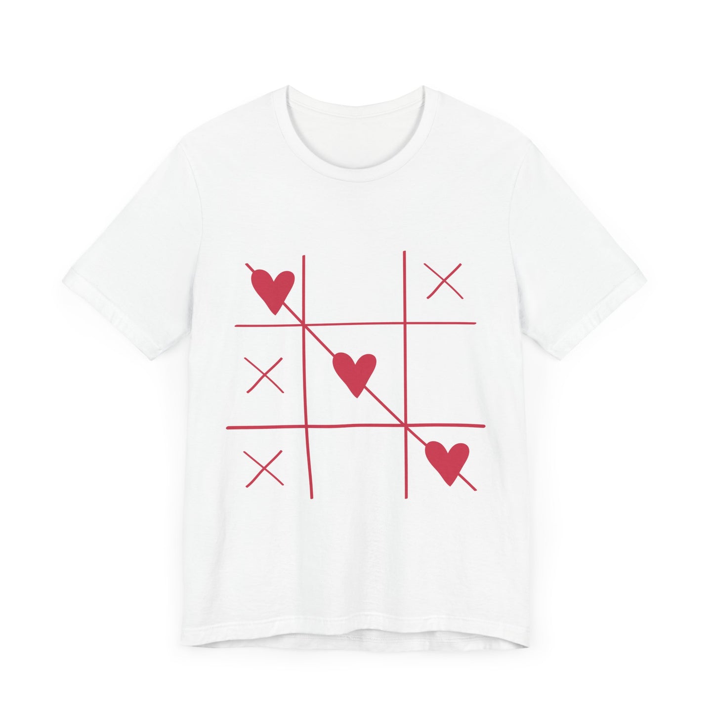 Valentines Day Tic Tac Toe Heart Design T-Shirt, Love Game Tee, Valentine's Day Shirt, Heart Pattern Top, V-Day Tic Tac Toe