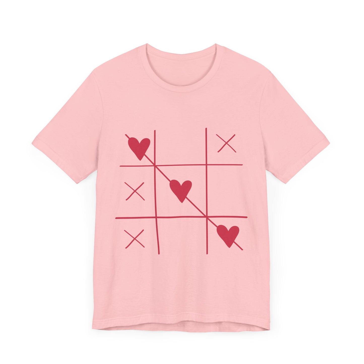 Valentines Day Tic Tac Toe Heart Design T-Shirt, Love Game Tee, Valentine's Day Shirt, Heart Pattern Top, V-Day Tic Tac Toe